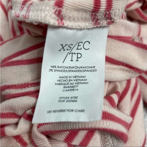 CABI 5750 Tickled Tee Summer Stripe Pink Shirt Top Size XS Dolman Comfy Soft - Picture 7 of 8